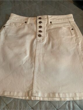 LOFT White Cotton Blend Skirt